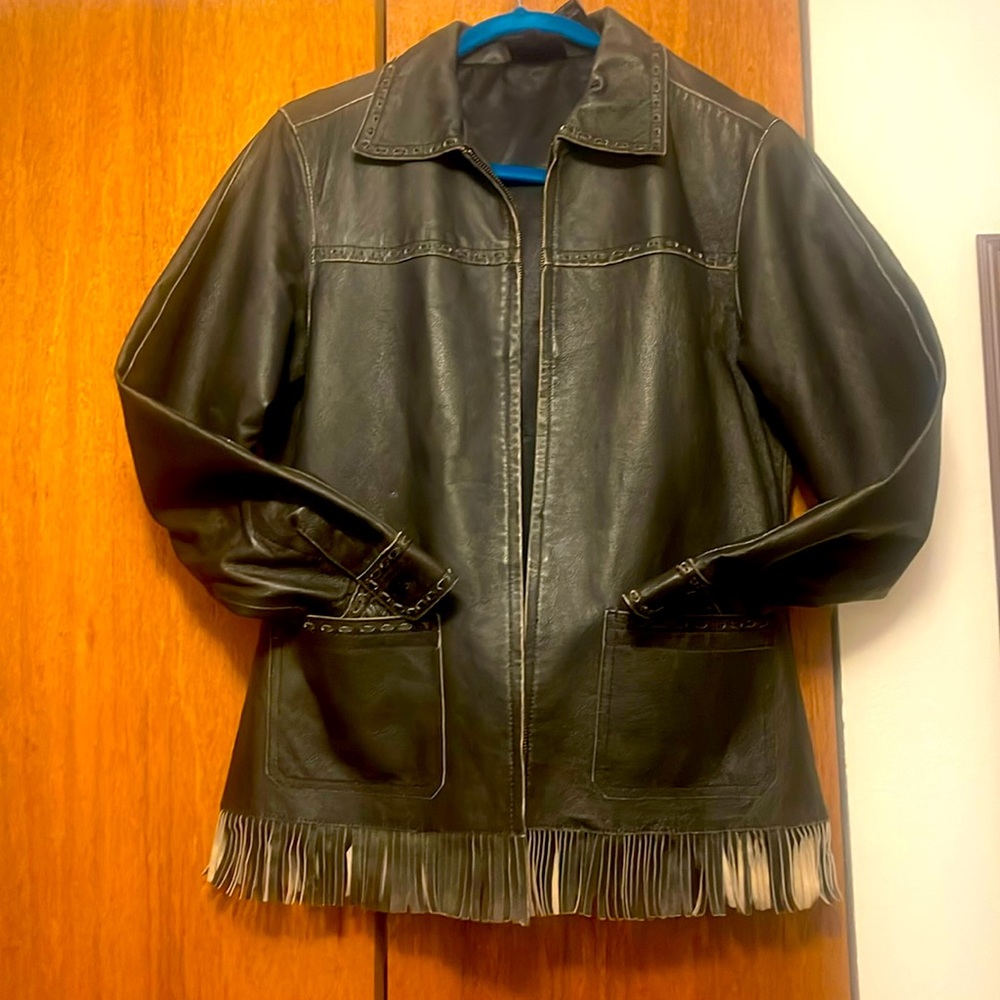 Western leather Fringe Jacket Medium